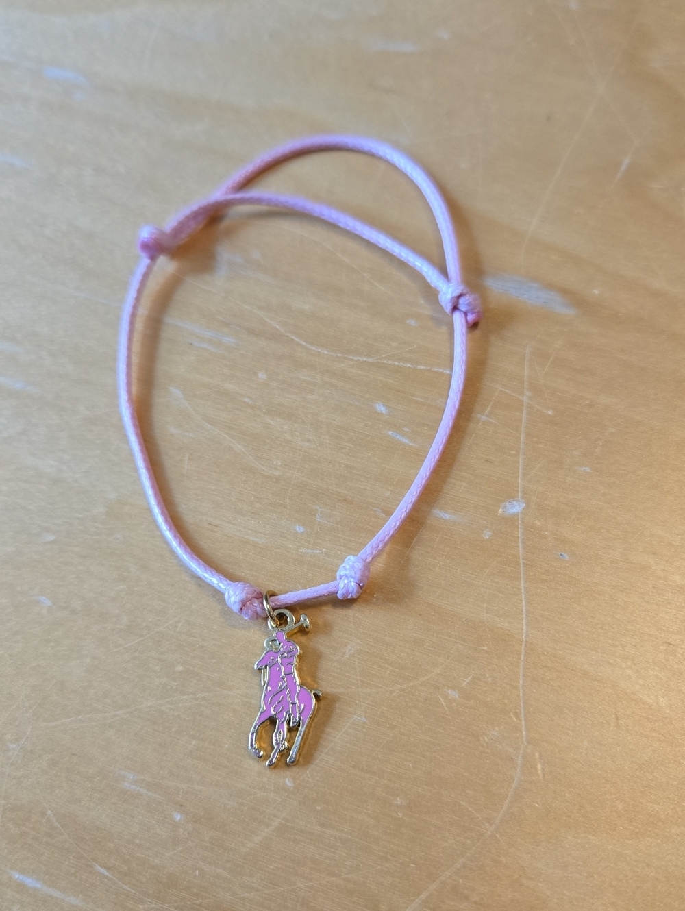 Ralph Lauren Pink Pony Charm Adjustable Cord Bracelet
